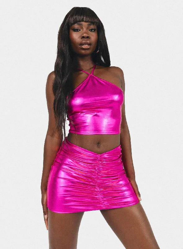Okinya Mini Skirt Pink breathable skirt fabric
