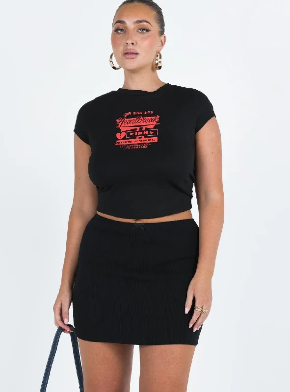 Kael Mid Rise Mini Skirt Black linen skirt airy