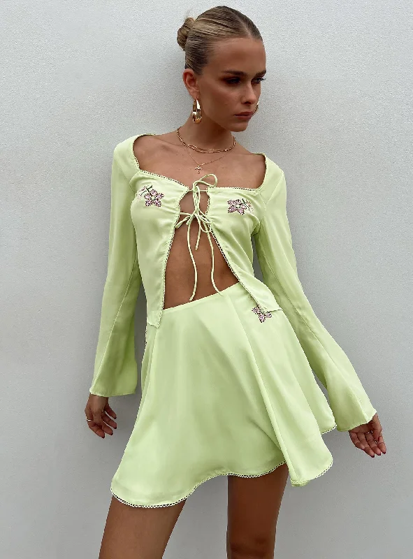Saleya Mini Skirt Green velvet skirt sumptuous