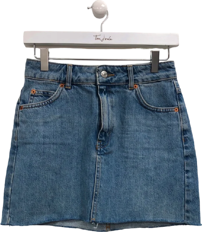 Topshop Blue Denim Mini Skirt UK 6 leather skirt bold