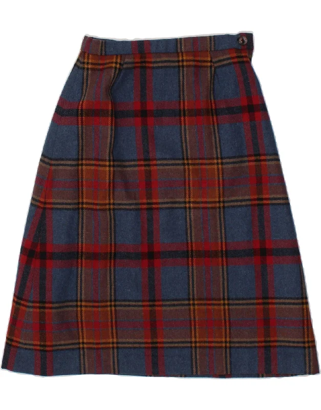VINTAGE Womens A-Line Skirt Small W26  Red Plaid velvet skirt rich