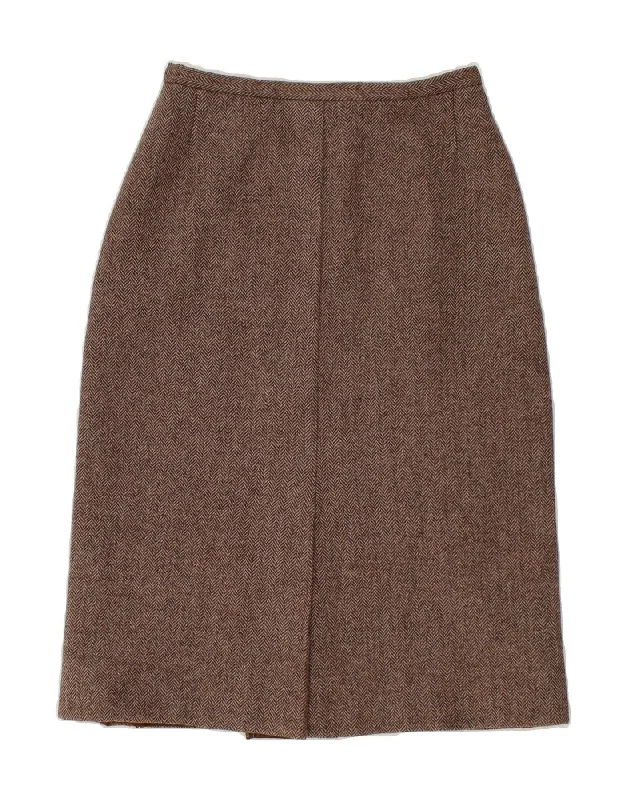 VINTAGE Womens A-Line Skirt W28 Medium Grey Herringbone cotton skirt soft