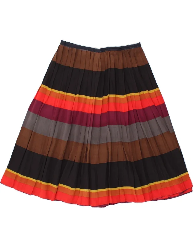 VINTAGE Womens Knife Pleated Skirt W26 Small  Multicoloured Striped zip skirt side