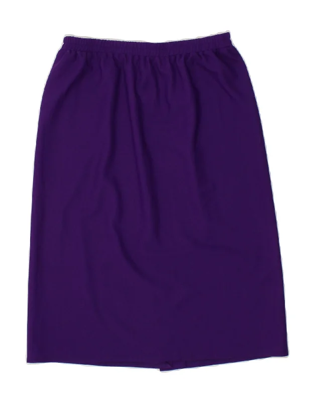 VINTAGE Womens Straight Skirt UK 14 Medium W30  Purple Polyester linen skirt relaxed
