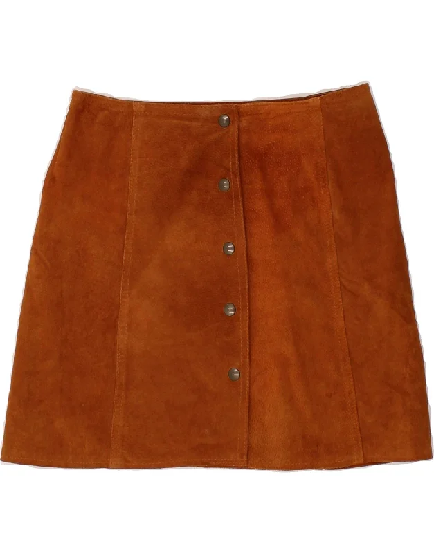 VINTAGE Womens Suede Mini Skirt IT 42 Medium W27  Brown Leather linen skirt natural