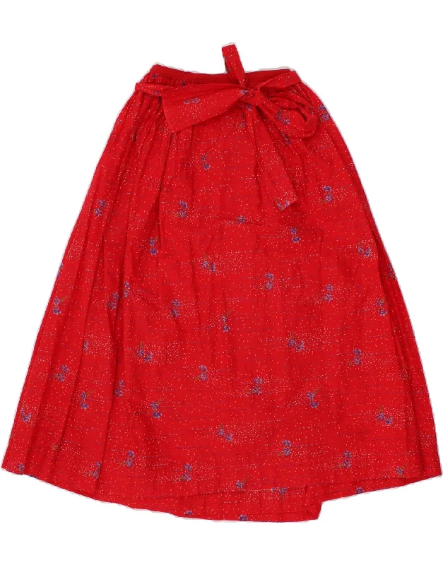 VINTAGE Womens Wrap Skirt W22 2XS Red Floral lace skirt elegant