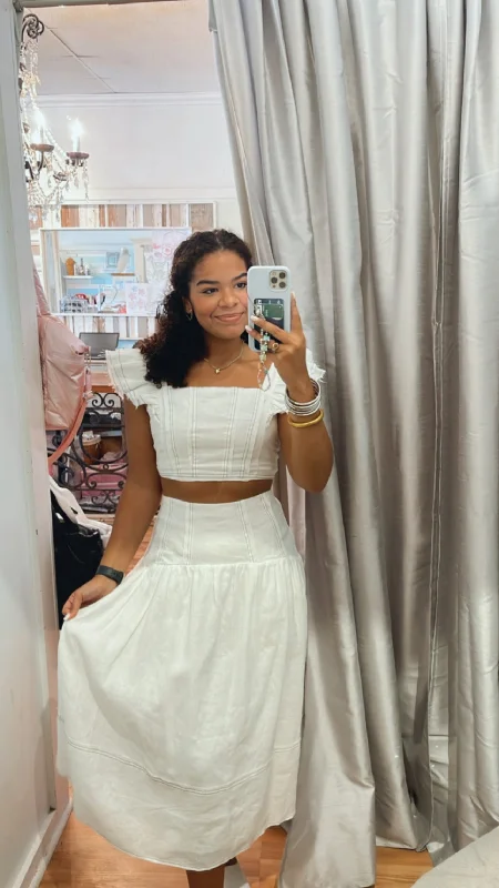 White Stitched Skirt denim skirt stylish