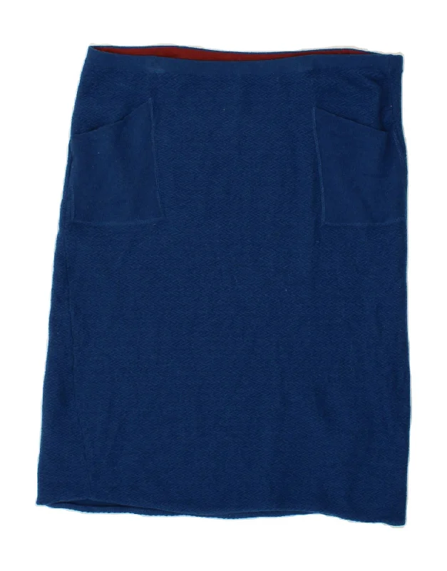 WHITE STUFF Womens Straight Skirt UK 18 XL W36 Navy Blue Chevron Lambswool maxi skirt elegant