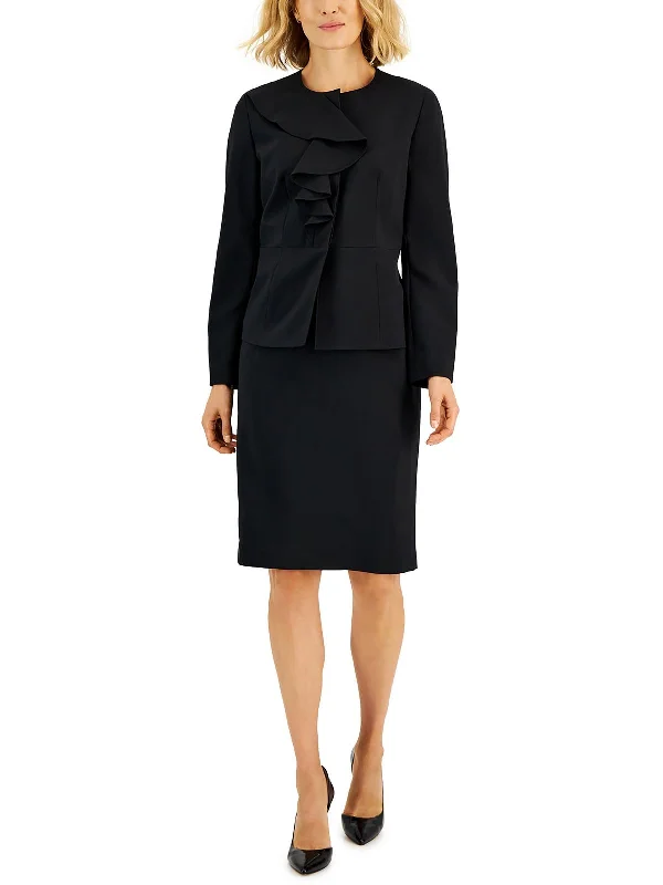 Womens Ruffled Crepe Skirt Suit lace skirt romantic