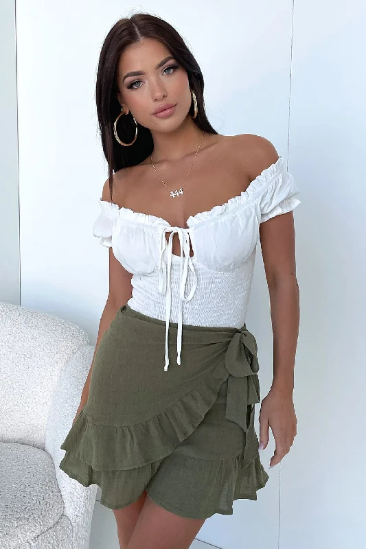 Wynn Skirt - Khaki wool skirt sturdy